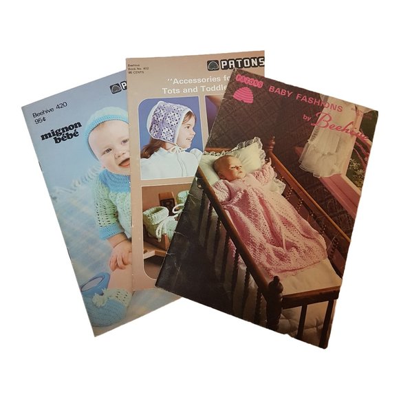 Set of 3 Vintage PATONS BEEHIVE Baby and Toddler Knitting Crochet Pattern Books - Picture 2 of 16